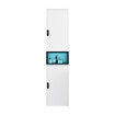 Bathroom Storage Cabinet Shower Medicine Organiser Shelves Display Cupboard Tall Narrow Corner Floor Unit Tallboy Furniture LED Light 2 Doors White