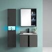 Bathroom Storage Cabinet Medicine Shower Organiser Cupboard Shelves Corner Tall Narrow Floor Display Unit Tallboy 2 Doors LED Light Black