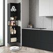 Bathroom Storage Cabinet Medicine Shower Organiser Cupboard Shelves Corner Tall Narrow Floor Display Unit Tallboy 2 Doors LED Light Black