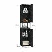 Bathroom Storage Cabinet Medicine Shower Organiser Cupboard Shelves Corner Tall Narrow Floor Display Unit Tallboy 2 Doors LED Light Black