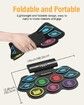 Electronic Drum Set Practice Pad Roll Up USB Powered 9 Pads Headphone Jack Speaker Pedals Sticks Colourful Holiday Birthday Gift Kids