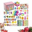 Toy Filled Easter Eggs Colored Easter Baskets Eggs Colored Small Filled Easter Eggs Pack for Basket Including Pinch Toys, Inertial Toy Cars, Seals