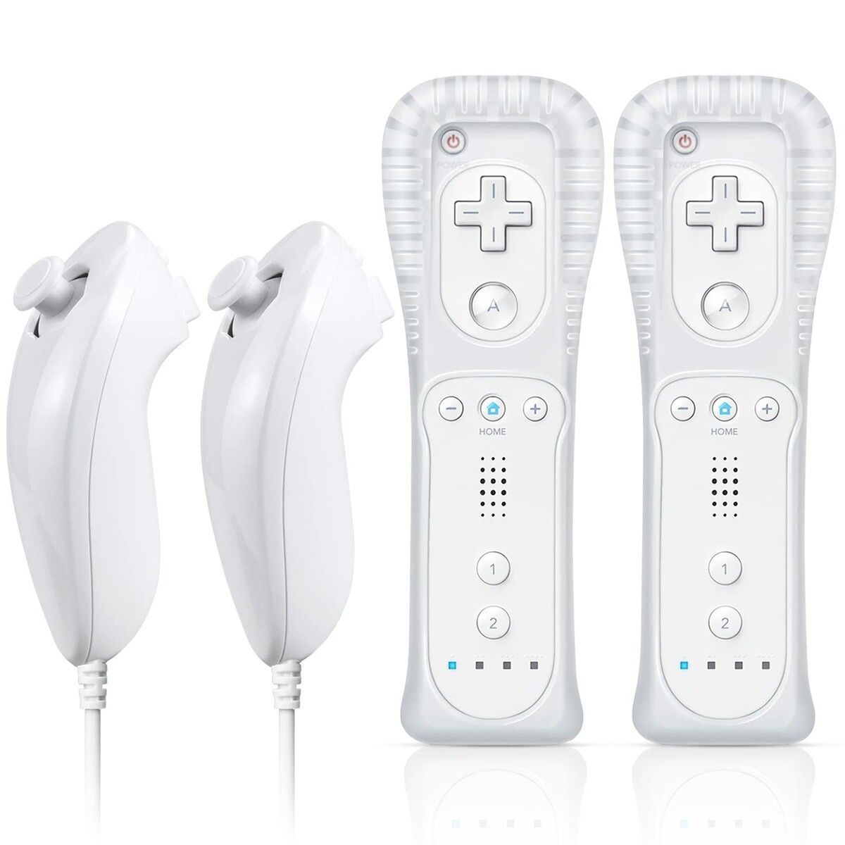 Wii Remote Controller with Nunchuck Compatible with Wii and Wii U in 2-Pack White