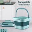 15L Collapsible Bucket Pail Water Container Plastic Tub Car Wash Camping Fishing Plastic Waterpot Foldable Portable Home Garden Tool Cleaning