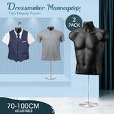 thumbnail image 2 of Male & Female Mannequin Torso Set – White Dress Forms With 2 Stands & 2 Hanging Hooks 2 of 3
