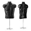 2PCS Male Mannequin Dressmakers Manikin Display Fashion Dress Form Torso Mens Sewing Dummy Hollow Back Adjustable 70-100cm Black with Stands