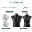 Male Female Mannequin Display Dressmakers Torso Dress Form Fashion Sewing Mens Women Dummy 70-100cm Hollow Back Black with Stands 2PCS