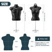 Male Female Mannequin Display Dressmakers Torso Dress Form Fashion Sewing Mens Women Dummy 70-100cm Hollow Back Black with Stands 2PCS