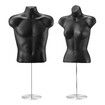 Male Female Mannequin Display Dressmakers Torso Dress Form Fashion Sewing Mens Women Dummy 70-100cm Hollow Back Black with Stands 2PCS