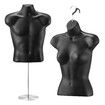 Male Female Mannequin Display Dressmakers Torso Dress Form Fashion Sewing Mens Women Dummy 70-100cm Hollow Back Black with Stands 2PCS