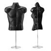 Male Female Mannequin Display Dressmakers Torso Dress Form Fashion Sewing Mens Women Dummy 70-100cm Hollow Back Black with Stands 2PCS