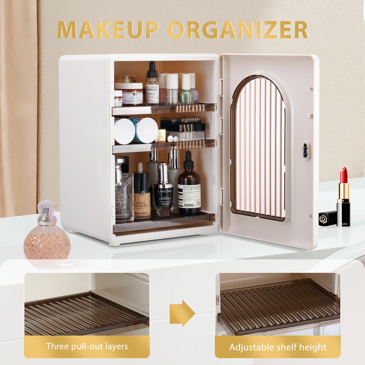 Makeup Organizer Jewellery Storage Box Cosmetics Jewelry Cutlery Cup Wine Glass Organiser Portable Display Stand Make Up Bowl Holder Container