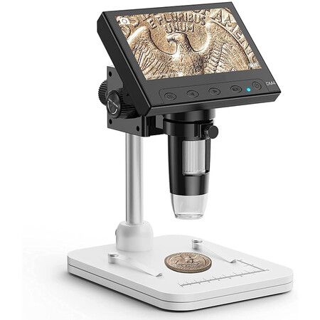 4.3" Coin Microscope,LCD Digital Microscope 1000x,Coin Magnifier with 8 Adjustable LED Lights