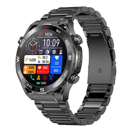 2024 Smart Watch Bluetooth Call Sugar Oxygen Body Temperature Pressure ECG Health Sports Smart Bracelet Black Steel Belt