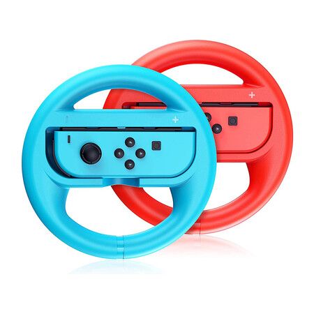 Steering Wheel Compatible with Video Game Wheel 2 Pack (Blue and Red)