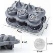 Ice Cube Tray, Rose Ice Cube Trays With Covers,3 Silicone Rose Ice Tray And 3 Diamond Ice Ball Maker For Juice Cocktails, Whiskey Col Grey