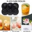 Ice Cube Tray, Rose Ice Cube Trays With Covers,3 Silicone Rose Ice Tray And 3 Diamond Ice Ball Maker For Juice Cocktails, Whiskey Col Black