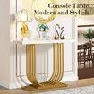 Modern Console Table Coffee Narrow Side Desk Storage Rack Marble White Living Room Office Entry Office