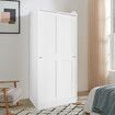White Wardrobe Cupboard Garment Clothes 2 Sliding Door Storage Cabinet Tall Corner Organiser Bedroom Furniture Armoires Freestanding Shelves Unit