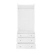 Open Storage Wardrobe White Garment Cabinet 3 Drawers Tall Corner Organiser Bedroom Furniture Freestanding Armories Closet Shelving Unit