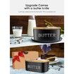 Butter Dish with Lid for Countertop Large Butter Dish Ceramics Butter Keeper Container Silicone Sealing Butter Dishes with Covers Good Kitchen Gift Black