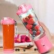 Portable Smoothies Blender,USB Juice Cup,Shakes Blender,Baby Food Mixing Machince with 6 Blades Rechargeable Battery,for Home,Travel,Office(Pink)