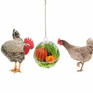 Chicken Vegetable String Bag , Poultry Fruit Holder Chicken Cabbage Feeder  Treat Feeding Tool with Hook for Hens Chicken Coop Toy for Hen Goose Duck