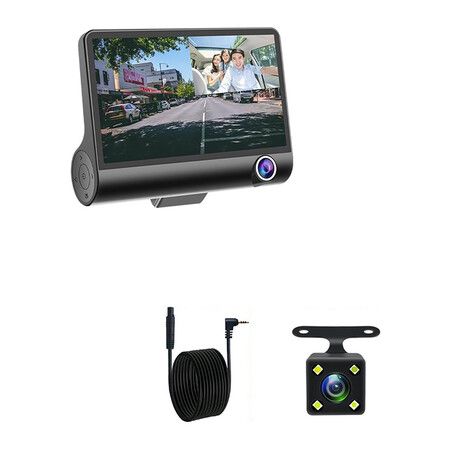 Car Dvr 4 Inch 3 Camera Lens Dashcam FHD 1080P Auto Video Recorder Dash Cam(TF Card is Not Included)