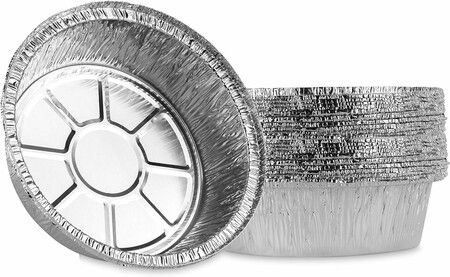 6 Inch Round Tin Foil Cake Pans Disposable Aluminum, Freezer and Oven Safe  For Baking, Cooking, Pack of 30