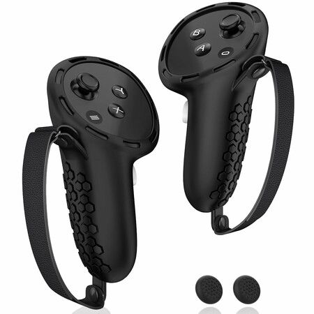 Controller Grips for Oculus Meta Quest 3 Touch Plus Controllers Grip Cover  for VR Controllers Straps Silicone Covers Protector,Non-Slip Thumbstick  Covers,1Pair,Black