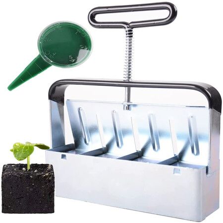 Hand-held Soil Blocker 4pcs 2 Inch Seed Block Makers at a Time,for Seed Start Garden Soil Potting Soil for Outdoor Plants (7.7in*2in)