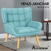ALFORDSON Wooden Armchair Accent Chair Lounge Sofa Couch Velvet Tub Seat Blue