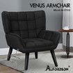 ALFORDSON Wooden Armchair Accent Tub Chair Lounge Sofa Couch Velvet Seat Black
