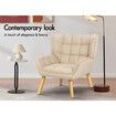 ALFORDSON Wooden Armchair Lounge Accent Chair Sofa Couch Velvet Tub Seat Beige