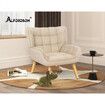 ALFORDSON Wooden Armchair Lounge Accent Chair Sofa Couch Velvet Tub Seat Beige