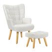 ALFORDSON Wooden Armchair Accent Chair Lounge Sofa Ottoman Couch Boucle White