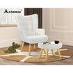 ALFORDSON Wooden Armchair Accent Chair Lounge Sofa Ottoman Couch Boucle White