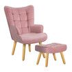 ALFORDSON Wooden Armchair Lounge Ottoman Accent Chair Velvet Couch Footstool