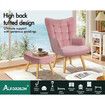 ALFORDSON Wooden Armchair Lounge Ottoman Accent Chair Velvet Couch Footstool