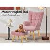 ALFORDSON Wooden Armchair Lounge Ottoman Accent Chair Velvet Couch Footstool