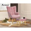 ALFORDSON Wooden Armchair Lounge Ottoman Accent Chair Velvet Couch Footstool