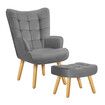 ALFORDSON Wooden Armchair Velvet Accent Chair Lounge Sofa Ottoman Footstool
