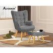 ALFORDSON Wooden Armchair Velvet Accent Chair Lounge Sofa Ottoman Footstool
