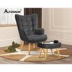 ALFORDSON Wooden Armchair Velvet Accent Lounge Chair Ottoman Sofa Footstool
