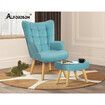 ALFORDSON Wooden Armchair Lounge Accent Chair Ottoman Velvet Couch Footstool