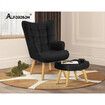 ALFORDSON Wooden Armchair Velvet Accent Chair Lounge Sofa Ottoman Couch Seat