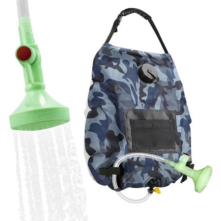 5 Gal/20L Solar Heating Camping Shower Bag | Removable Hose | On-Off Switchable Shower Head |Portable Shower for Beach Swimming, Hiking (Camouflage)