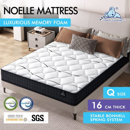STARRY EUCALYPT Mattress Bonnell Spring Queen Size Tight Top Foam 16cm Noelle