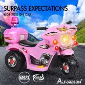 ALFORDSON Kids Ride On Car Police Motorcycle 6V Electric Toy 25W Motor MP3 Pink