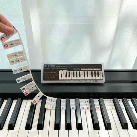 Piano Notes Guide for Beginner,Removable Piano Keyboard Note Labels for Learning,88-Key Full Size,Made of Silicone,No Need Stickers,Reusable (Colorful）